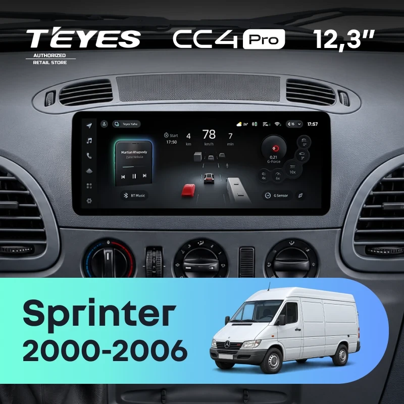 Штатная магнитола Teyes CC4 Pro 12.3" 12/256 Mercedes-Benz Sprinter (W903) (2000-2006)