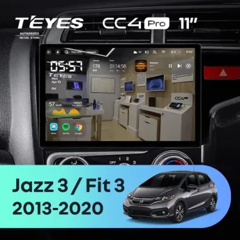 Штатная магнитола Teyes CC4 Pro 12/256 Honda Fit 3 GP GK (2013-2020) Тип-A Правый руль (11")