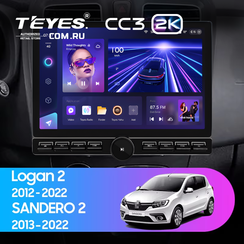 Штатная магнитола Teyes CC3 2K 6/128 Renault Logan 2 (2012-2022) F1 (13&quot; с кнопками)