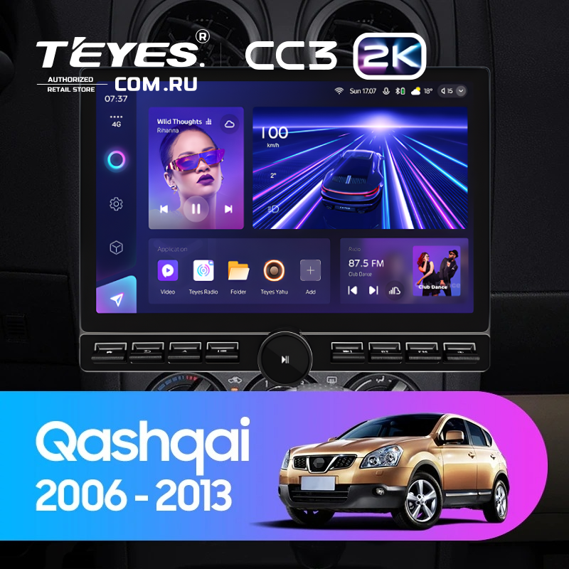 Штатная магнитола Teyes CC3 2K 6/128 Nissan Qashqai 1 J10 (2006-2013) F2 (13&quot; с кнопками)