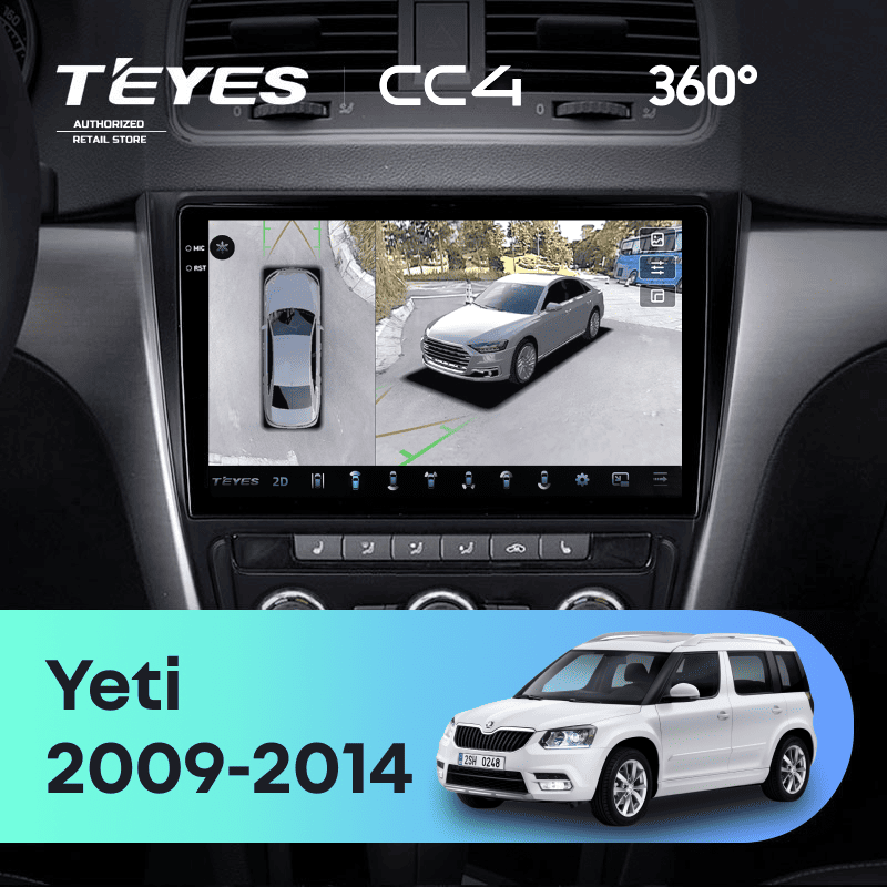 Штатная магнитола Teyes CC4 360 8/128 Skoda Yeti 5L (2009-2014) (10 inch Universal)