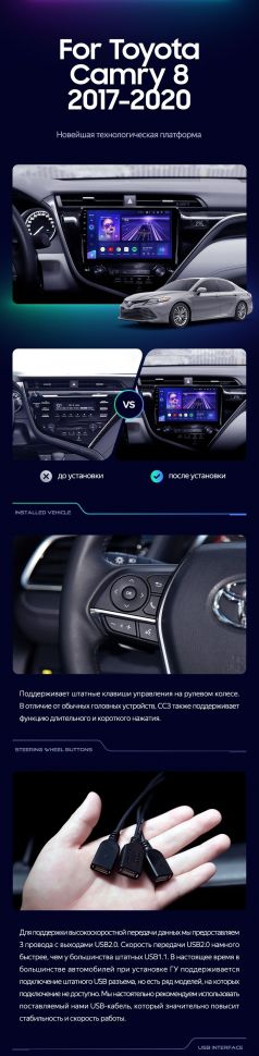 Штатная магнитола Teyes CC3 4/32 Toyota Camry 8 XV 70 (2017-2020)