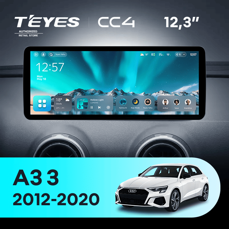 Штатная магнитола Teyes CC4 12.3" 8/128 Audi A3 3 8V (2012-2020)