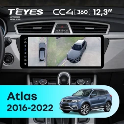 Штатная магнитола Teyes CC4 12.3" 360 6/64 Geely Atlas NL-3 (2016-2022) Тип-A