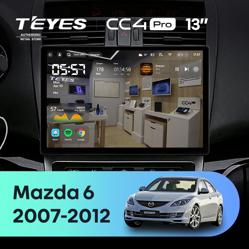 Штатная магнитола Teyes CC4 Pro 8/128 Mazda 6 2 GH (2007-2012) (13&quot;)