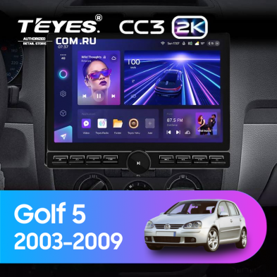Штатная магнитола Teyes CC3 2K 6/128 Volkswagen Golf 5 (2003-2009) F2 (13" с кнопками)