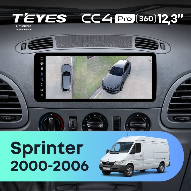 Штатная магнитола Teyes CC4 Pro 12.3" 360 12/256 Mercedes-Benz Sprinter (W903) (2000-2006)