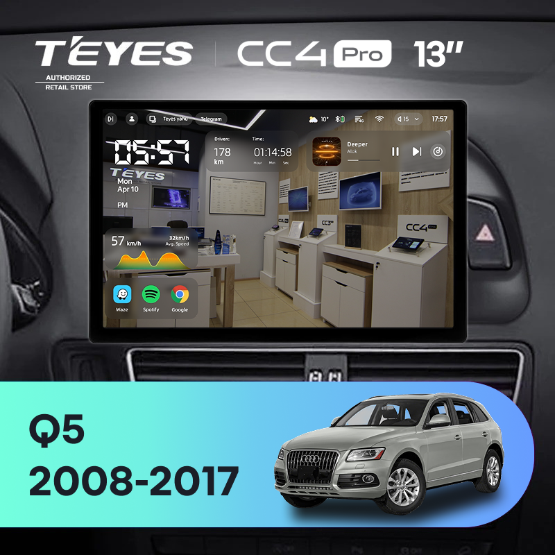 Штатная магнитола Teyes CC4 Pro 8/128 Audi Q5 8R (2008-2017) Тип-B (13&quot;)