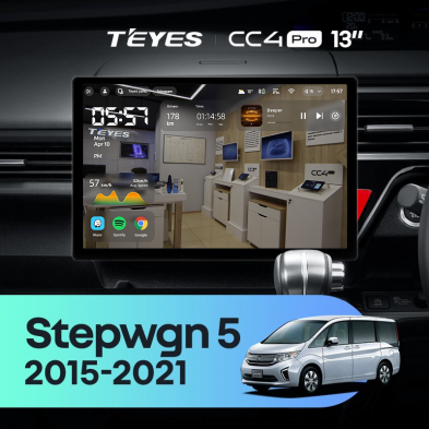 Штатная магнитола Teyes CC4 Pro 8/128 Honda Stepwgn 5 (2015-2021) Правый руль (13&quot;)