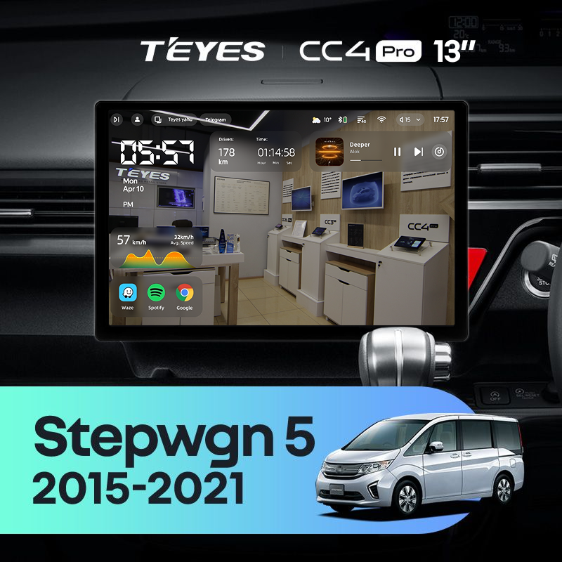 Штатная магнитола Teyes CC4 Pro 8/128 Honda Stepwgn 5 (2015-2021) Правый руль (13&quot;)