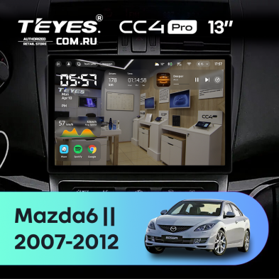 Штатная магнитола Teyes CC4 Pro 8/128 Mazda 6 GG (2002-2007) (13&quot;)