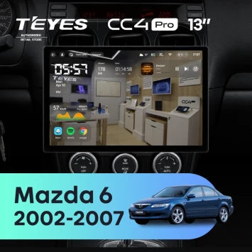 Штатная магнитола Teyes CC4 Pro 8/128 Mazda 6 GG (2002-2007) (13")