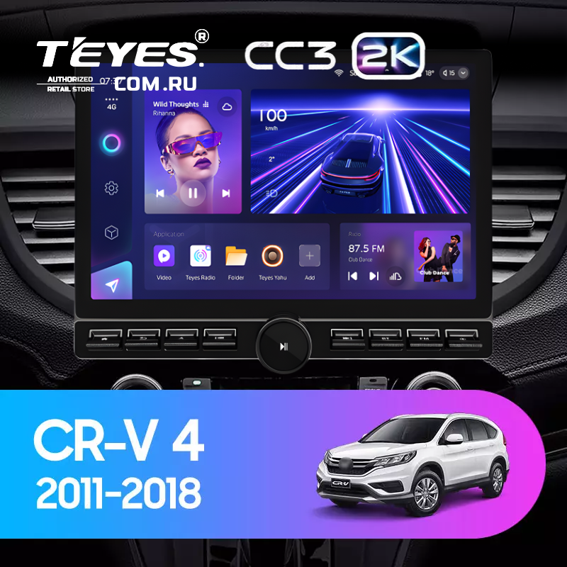Штатная магнитола Teyes CC3 2K 6/128 Honda CR-V 4 RM RE (2011-2018) Тип-B (13&quot; с кнопками) 9 inch