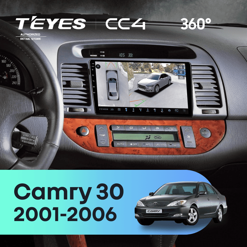 Штатная магнитола Teyes CC4 360 8/128 Toyota Camry 5 XV 30 (2001-2006) Тип-C (черная)