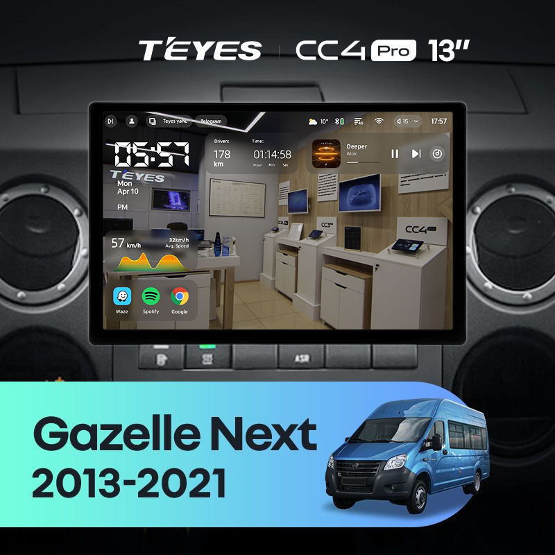 Штатная магнитола Teyes CC4 Pro 12/256 GAZ Gazelle Next (2013-2021) F1 (13")