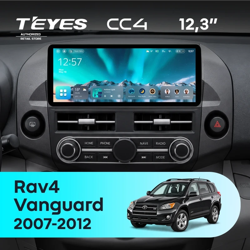 Штатная магнитола Teyes CC4 12.3" 8/128 Toyota Vanguard (2007-2012) F2