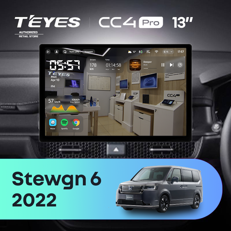 Штатная магнитола Teyes CC4 Pro 8/128 Honda Stepwgn 6 2022+ Правый руль (13&quot;)