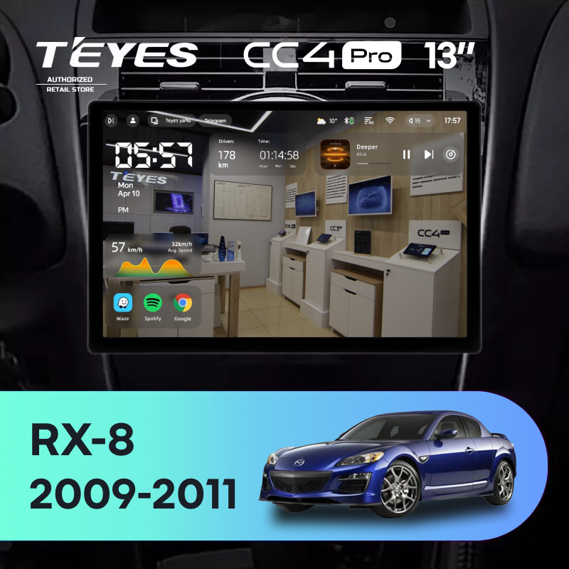 Штатная магнитола Teyes CC4 Pro 8/128 Mazda RX-8 SE (2009-2011) (13&quot;)