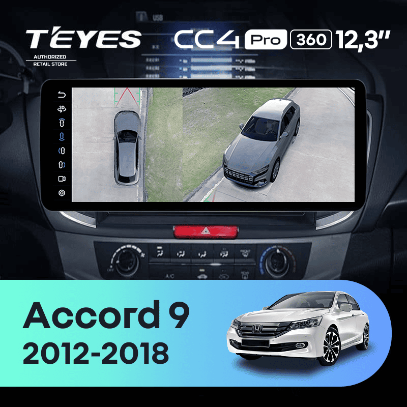 Штатная магнитола Teyes CC4 Pro 12.3" 360 12/256 Honda Accord 9 CR (2012-2018)
