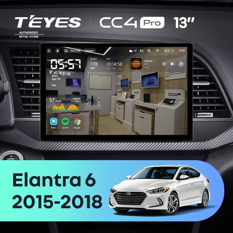 Штатная магнитола Teyes CC4 Pro 12/256 Hyundai Elantra 6 (2015-2018) Тип-A (13")