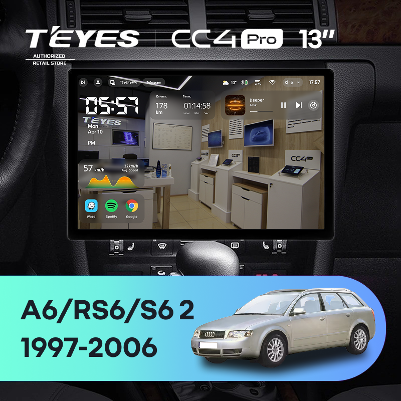 Штатная магнитола Teyes CC4 Pro 8/128 Audi RS6 1 (2002-2006) (13&quot;)
