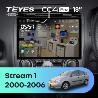 Штатная магнитола Teyes CC4 Pro 8/128 Honda Stream 1 (2000-2006) (13")