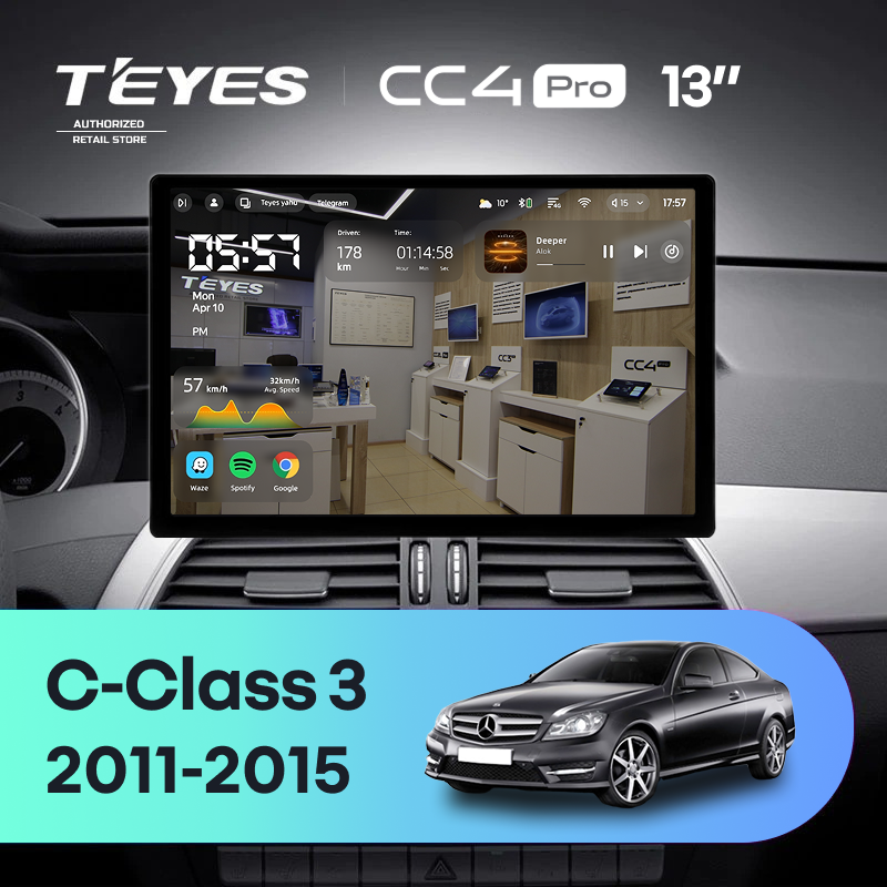 Штатная магнитола Teyes CC4 Pro 8/128 Mercedes-Benz C-Class W204 C204 S204 (2011-2015) (13&quot;)