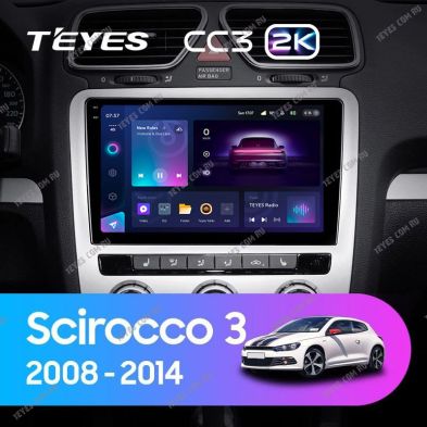 Штатная магнитола Teyes CC3 2K 4/32 Volkswagen Scirocco 3 (2008-2014) F4 (Серая)