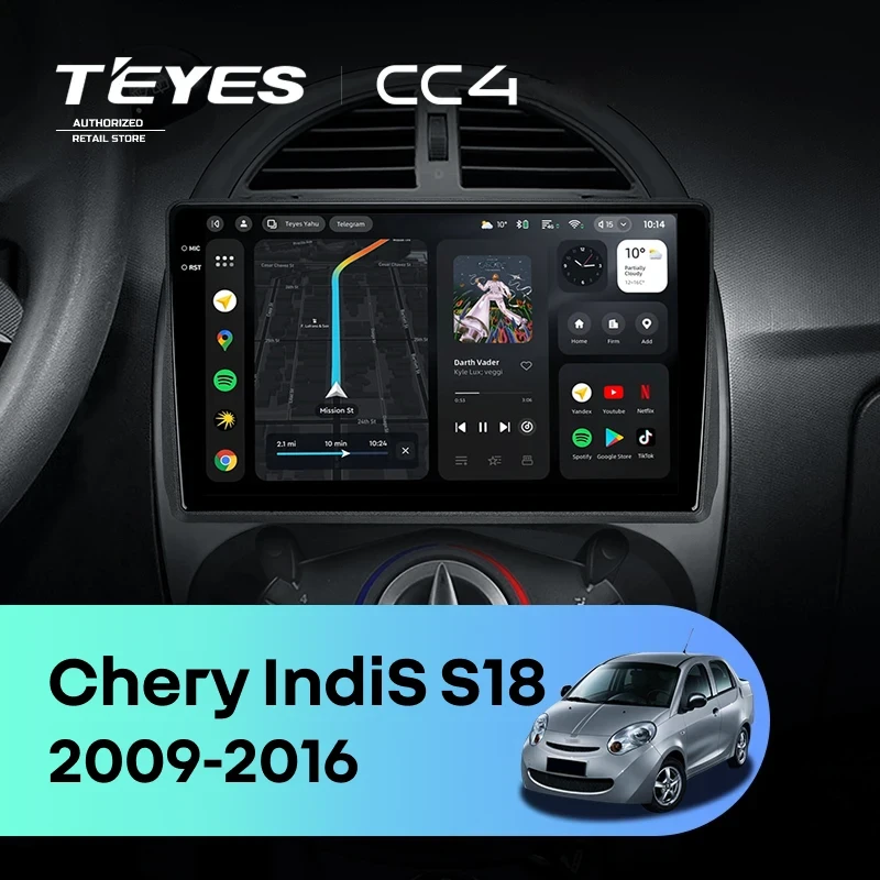 Штатная магнитола Teyes CC4 8/128 Chery IndiS S18 (2009-2016)