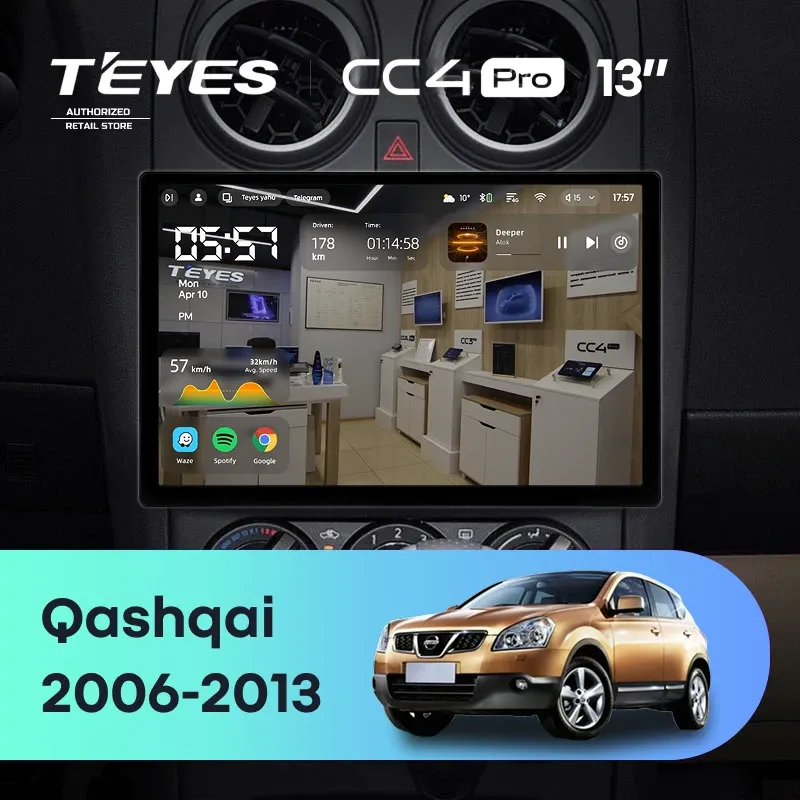 Штатная магнитола Teyes CC4 Pro 12/256 Nissan Qashqai 1 J10 (2006-2013) F1 (13")