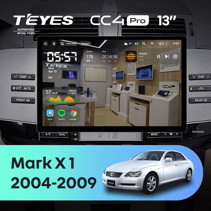 Штатная магнитола Teyes CC4 Pro 8/128 Toyota Mark X 1 X120 (2004-2009) (13&quot;)