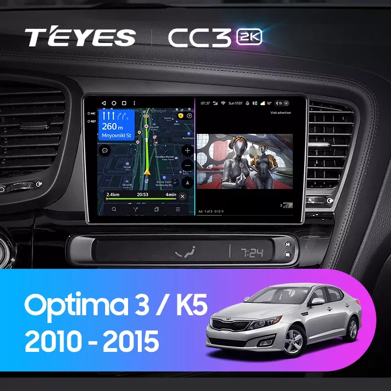 Штатная магнитола Teyes CC3 2K 4/32 Kia Optima 3 TF (2010-2015) F1