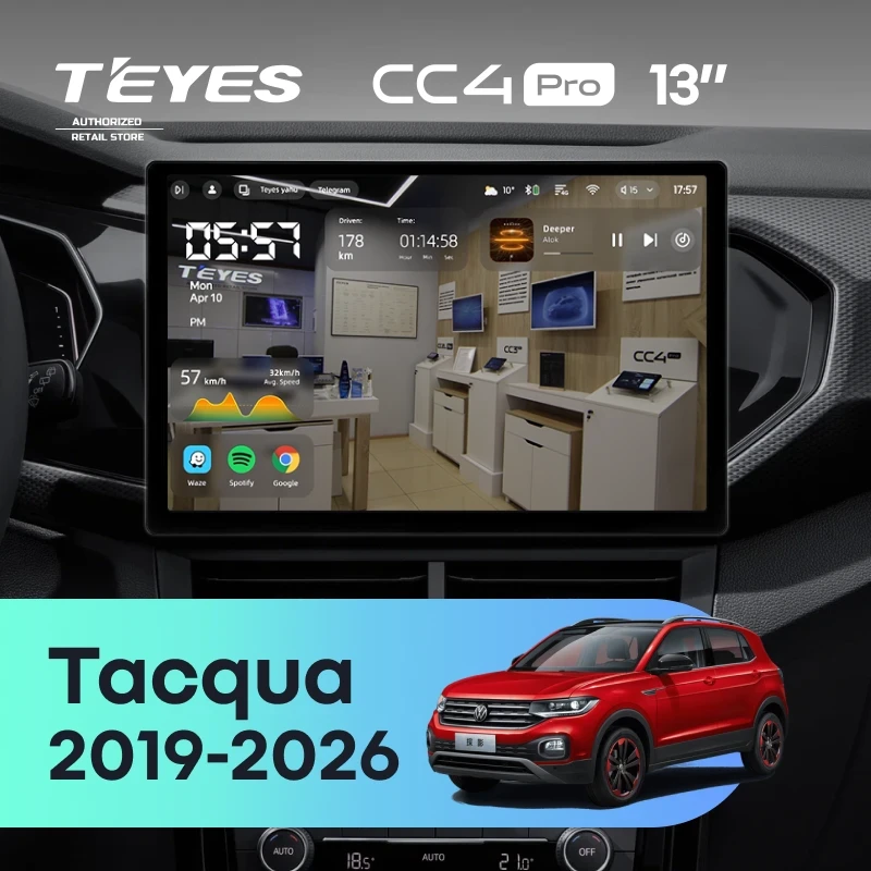 Штатная магнитола Teyes CC4 Pro 12/256 Volkswagen Tacqua (2019-2026) (13")