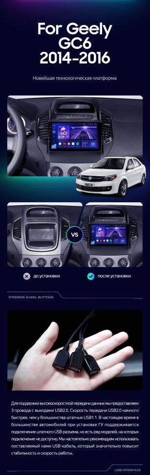 Штатная магнитола Teyes CC3L 4/32 Geely GC6 1 (2014-2016)