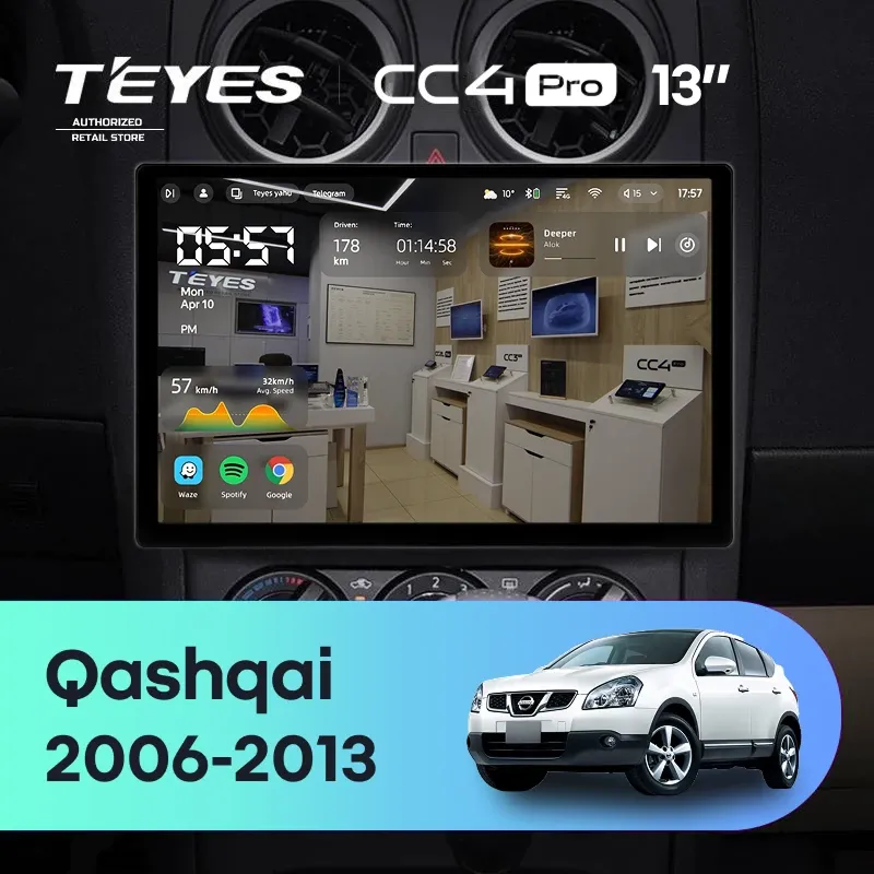 Штатная магнитола Teyes CC4 Pro 12/256 Nissan Qashqai 1 J10 (2006-2013) F2 (13")
