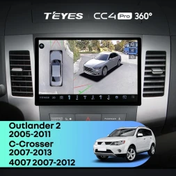 Штатная магнитола Teyes CC4 Pro 360 8/128 Mitsubishi Outlander 2 (2005-2011) F1 Тип-B (11")