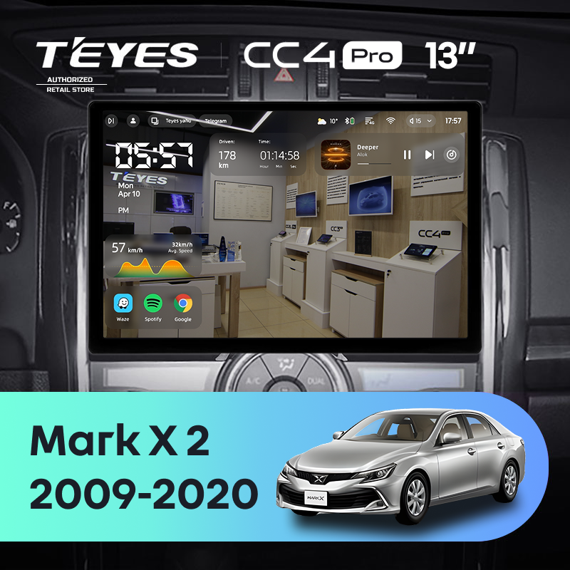 Штатная магнитола Teyes CC4 Pro 8/128 Toyota Mark X 2 X130 (2009-2020) (13&quot;)