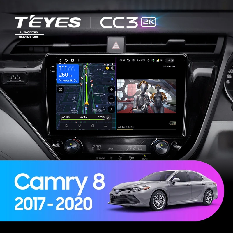 Штатная магнитола Teyes CC3 2K 6/128 Toyota Camry 8 XV 70 (2017-2020) Правый руль