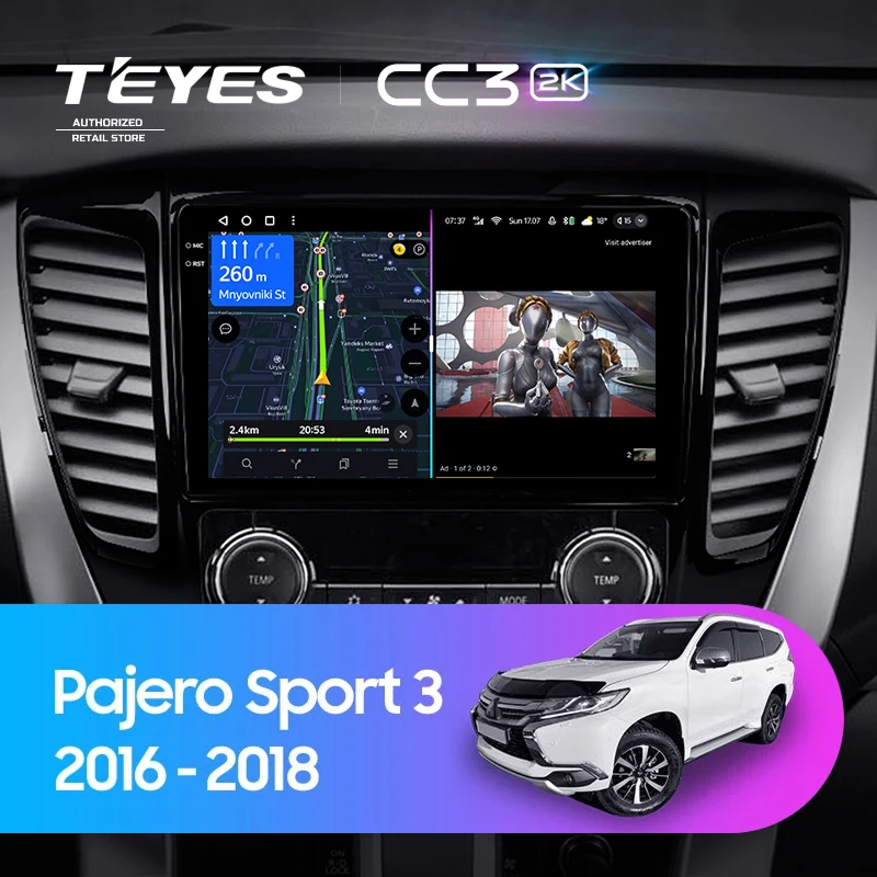 Штатная магнитола Teyes CC3 2K 360 6/128 Mitsubishi Pajero Sport 3 (2016-2018)