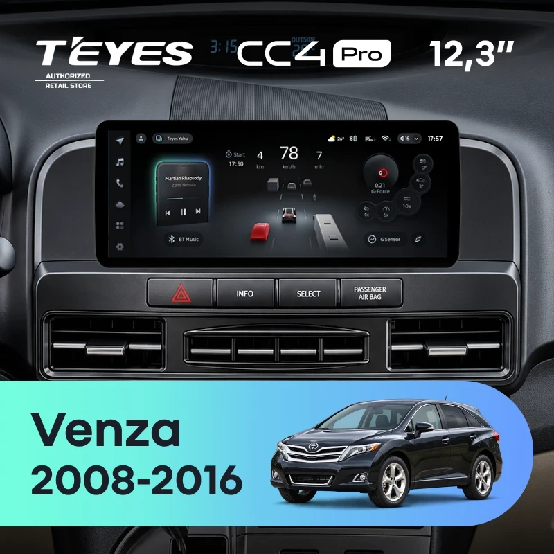 Штатная магнитола Teyes CC4 Pro 12.3" 12/256 Toyota Venza (2008-2016) (для авто без JBL)