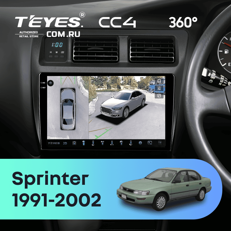 Штатная магнитола Teyes CC4 360 8/128 Toyota Sprinter 7 E100 (1991-2002) Правый руль F1