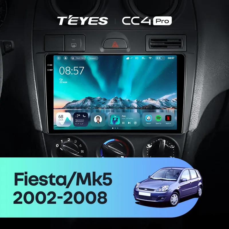 Штатная магнитола Teyes CC4 Pro 8/128 Ford Fiesta Mk5 (2002-2008)
