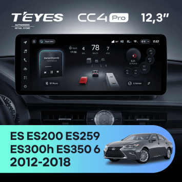 Штатная магнитола Teyes CC4 Pro 12.3" 12/256 Lexus ES ES200 ES250 ES300h ES350 XV60 VI 6 (2012-2018) Тип-B