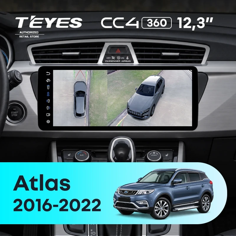 Штатная магнитола Teyes CC4 12.3" 360 6/64 Geely Atlas NL-3 (2016-2022) Тип-B