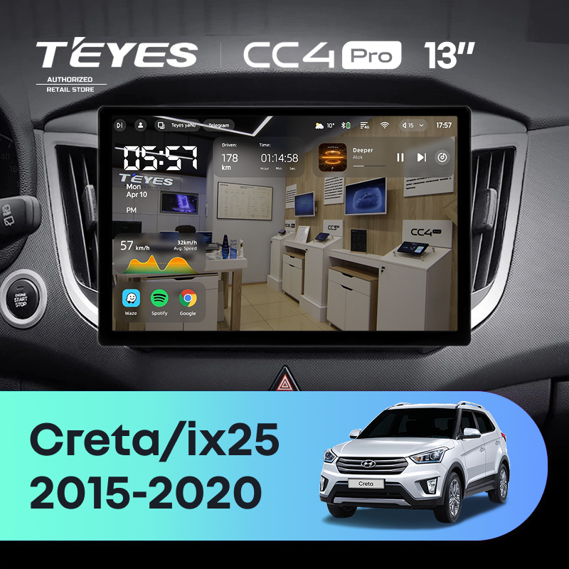 Штатная магнитола Teyes CC4 Pro 8/128 Hyundai Creta (2015-2020) (13&quot;)