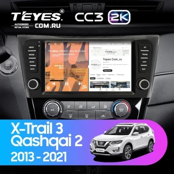Штатная магнитола Teyes CC3 2K 4/32 Nissan Qashqai 2 (2013-2021) F4 климат контроль Тип-AB с кнопками