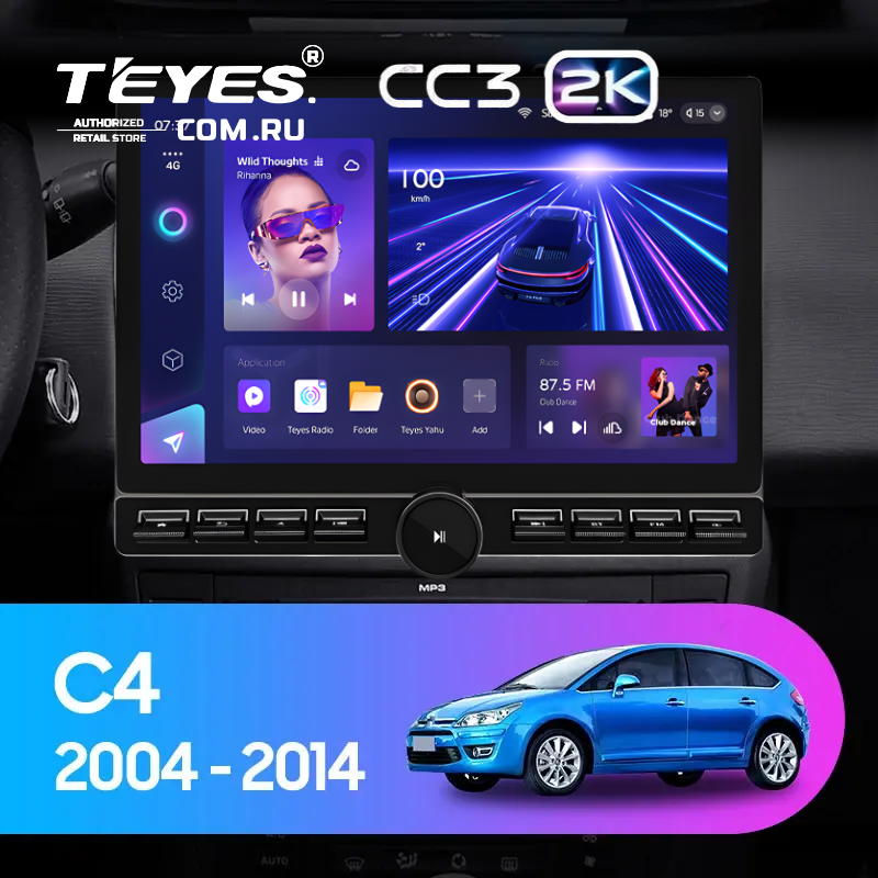 Штатная магнитола Teyes CC3 2K 6/128 Citroen C4 (2004-2014) (13&quot; с кнопками)