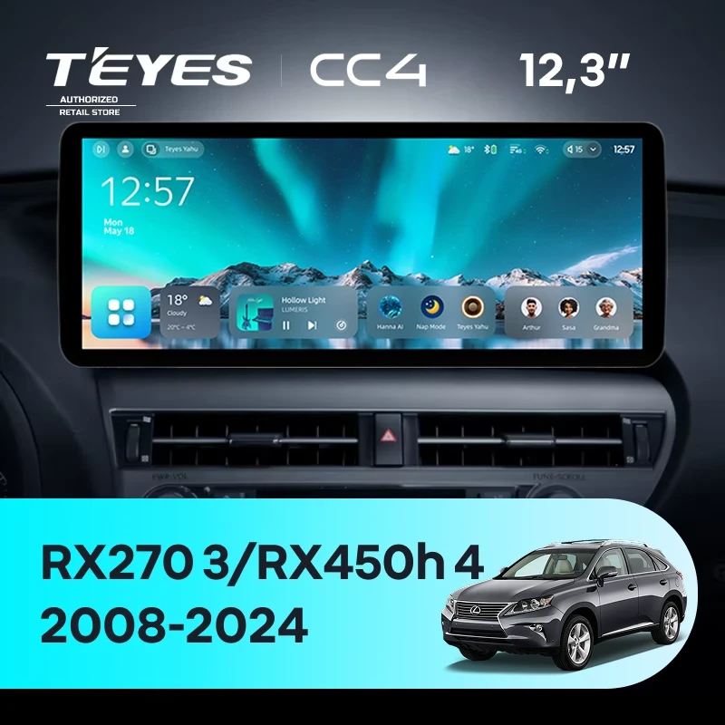 Штатная магнитола Teyes CC4 12.3" 6/64 Lexus RX450h 4 AL20 (2015-2024) Тип-C