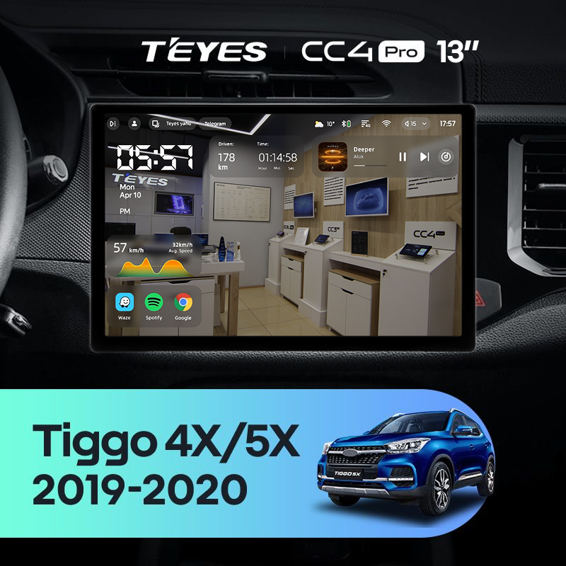 Штатная магнитола Teyes CC4 Pro 8/128 Chery Tiggo 4X 5X (2019-2020) (13&quot;)