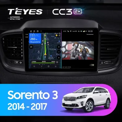 Штатная магнитола Teyes CC3 2K 6/128 Kia Sorento 3 Prime (2014-2017) Тип-A